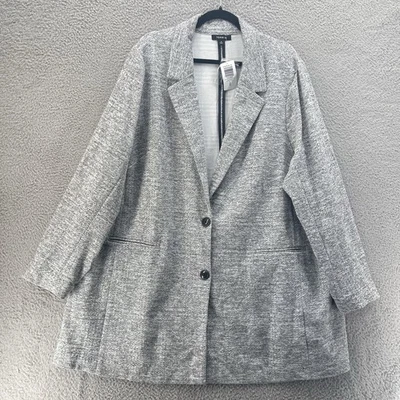 Blazer Torrid Feminino 4X Preto Branco Estúdio Malha Dupla Namorado Relaxado Casual * - Imagem 1 de 4