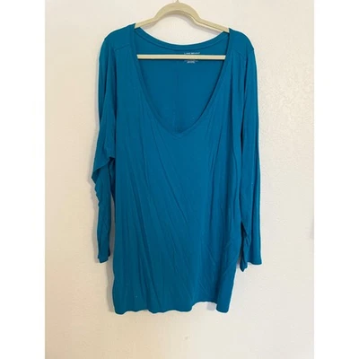 Top para mujer Lane Bryant talla grande 26/28 azul verdoso manga larga cuello en V Foto 1 de 3