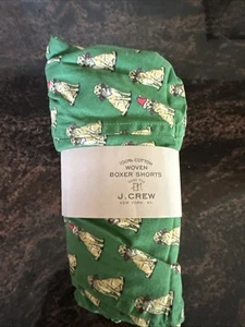 J Crew Boxers XL Golden Retriever Green Fabric Woven Boxer Shorts. New. - Picture 1 of 2