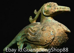5.4" Rare Old Chinese Bronze Ware Dynasty Palace Duck Quack-quack Statue - Picture 1 of 9