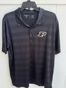 Antigua Purdue Boilermakers Polo Shirt Black Short Sleeve Men’s Large Sheer New - Picture 1 of 4