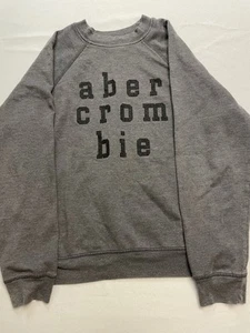 Abercrombie Kids Sweatshirt Size L Gray Black Sparkle Spellout Casual - Picture 1 of 8
