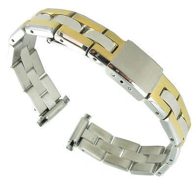 12-16mm Speidel Ion Plating Solid Link Construction Two Tone Buckle Watch Band - Image 1 of 4
