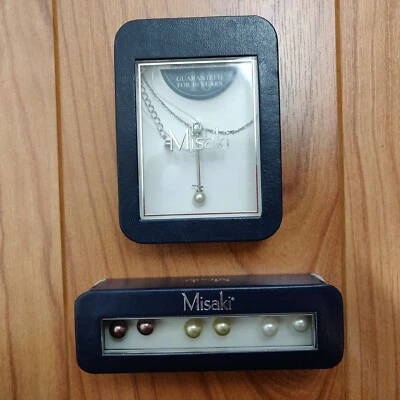 Misaki Pearl Pendant Necklace And Earrings Boxed Set Handmade Glass NEW - Image 1 of 4