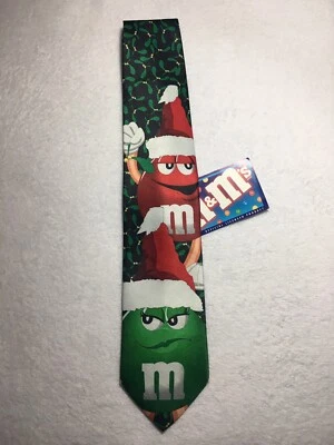 NUEVO CON ETIQUETAS M&M Corbata de Navidad Vacaciones Papá Noel Bajo el Muérdago Vacaciones Negro Rojo Verde Foto 1 de 4