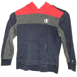 Champion Hoodie Sweater Boys Small Blue Gray Red Logo Kangaroo Pocket Pullover - Picture 1 of 11