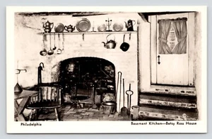 RPPC Betsy Ross House Basement Kitchen Philadelphia PA Vintage Photo Postcard - Picture 1 of 2