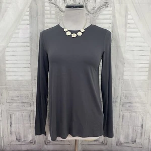 Eileen Fisher Size XXS 2XS Bark Gray Crew Neck Long Sleeve Top Shirt Stretch B54 - Picture 1 of 9