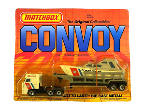 Matchbox Convoy Coast Guard Rescue Truck and Trailer w/Boat ~ 1990 Die Cast