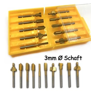 Juego de 10 piezas de fresado de 3 mm eje HSS fresado de madera Dremel titanio endurecido - CAJA - Imagen 1 de 3