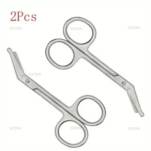 2Pcs Stainless Stoma Ostomy Colostomy Bag Scissor Polished Curved Probed Blade - Picture 1 of 7
