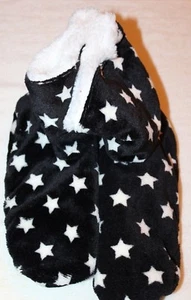 Ladies' Women's Slipper Booties Slippers Size 4-10 Black with White Stars - Picture 1 of 4