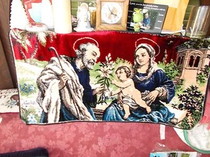 Vintage Velour Tapestry Wall Hanging With Biblical Scene Italian - Picture 1 of 5