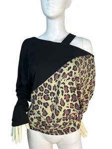 Women’s Asymmetric Off Shoulder,Leopard Print,2X - Picture 1 of 15