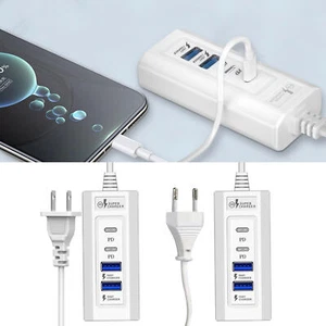 2 Port Type C + 2 Port USB Charging Station Hub Desktop Wall Cell Phone Charger - Picture 1 of 13