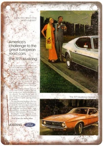 Oldtimer 1971 Ford Mustang p1 Werbung Retro Look Blechschild A8043 - Bild 1 von 2
