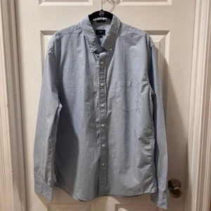 J.Crew Classic Pinstripe Button-Down Shirt Light Blue Cotton Business Casual-L - Picture 1 of 8