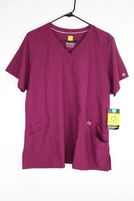 Blusa esfoliante feminina WonderWink estilizada gola V vinho GG - Imagem 1 de 4