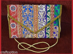 embroidered silk purse ipad shoulder bag of antique recycled indian dresses - Picture 1 of 7