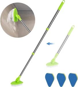 2 in 1 Scrub Cleaning Brush with 37” Long Extendable Handle,1 Stiff Bristle and - Picture 1 of 8