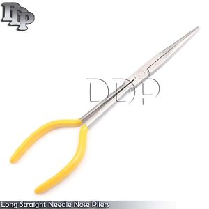 11 Inch Long Straight Needle Nose Pliers Yellow Extra Long Reach Gripping Tool
