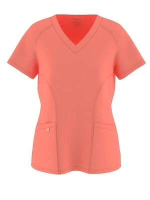 Blusa feminina uniforme esfoliante elástico sólido quatro vias gola V 14 cores - Imagem 1 de 4