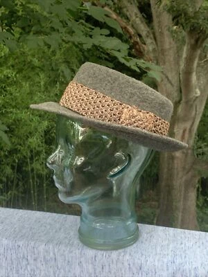 J C PENNEY'S Vintage Grandpa's Gray Fedora 100% Wool Headband Hat Sz 7 ❤️sj7m5b - Image 1 of 4