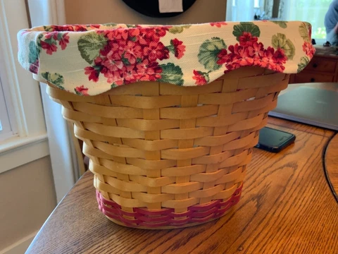 Bonnie Longaberger Geranium Basket With Painted Lid - May Series 2002 Cover