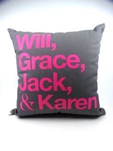 1990's Brand New! Will & Grace TV Promo Gray & Pink Throw Pillow, 12"x12"x6" - Picture 1 of 2