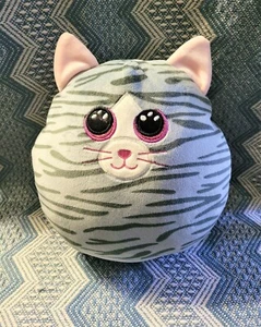 Ty Kiki Plüschkatze mit rosa Ohren Tabby gestreift grau 9 Zoll Plüsch - Bild 1 von 3