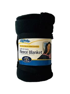 Cloudz Fleece Travel Blanket Black 50”x60” Soft & Cozy 100% Polyester NWT - Picture 1 of 4