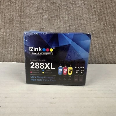 EZ ink 288XL 2 Black, 1 Cyan, 1 Magenta and 1 Yellow NEW Sealed Exp. April 2026 - Image 1 of 3