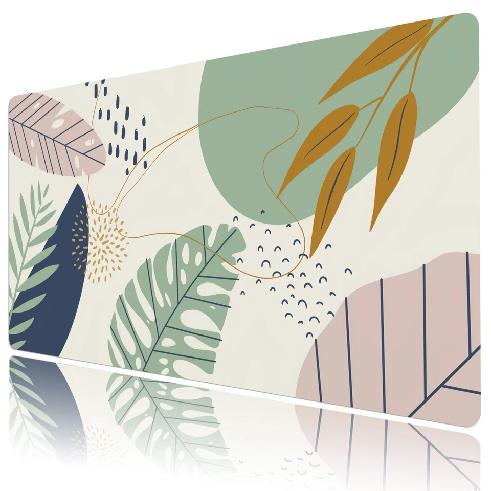 Plant Green Leaf Mouse Pad Minimalist Beige Mouse Pad for Keyboard and Desk Mat - Image 1 of 4