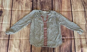 J.Crew Women's Long Sleeve Striped V-Neck Embroidered Center Pullover Blouse 0 - Picture 1 of 8