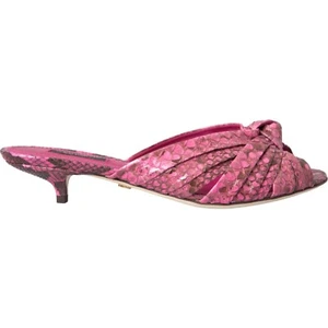 Dolce & Gabbana Chaussures Rose Python Cuir Chaton Talons Glissières EU38.5/US8 - Foto 1 di 9