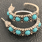 Western Navajo Hopi Style Faux Turquoise & Sterling Silver 925 Hoop Earrings NEW