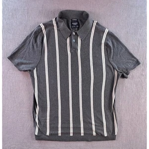 Abercrombie & Fitch Mens XXL Polo Shirt Gray Vertical Stripe Featherweight - Picture 1 of 7