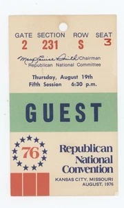 1976 Republican Convention Ticket Kansas City Mo - Picture 1 of 1