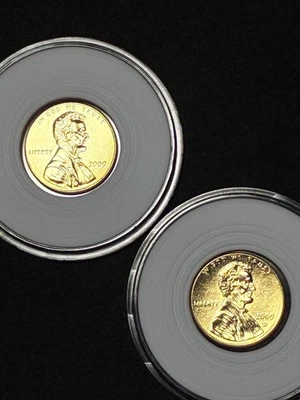 2009p 2009d Gold Plated Lincoln Memorial 2pc  1c Penny Collection - Image 1 of 4