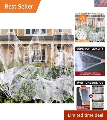 Telas de araña de Halloween de 1400 pies cuadrados decoraciones con 150 arañas falsas adicionales, Supe... Foto 1 de 4