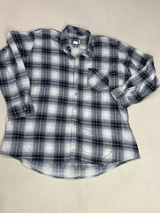 Camicia vintage in flanella WEEDS taglia XL nera bianca a quadri cotone skater grunge E4 - Foto 1 di 7