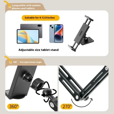 Universal Aluminum Alloy Wall Mount Phone Tablets Holder Adjustable Bracket For - Image 1 of 4