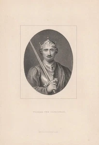c1850 William the Conqueror Wilhelm der Eroberer England Stahlstich-Porträt - Imagen 1 de 1