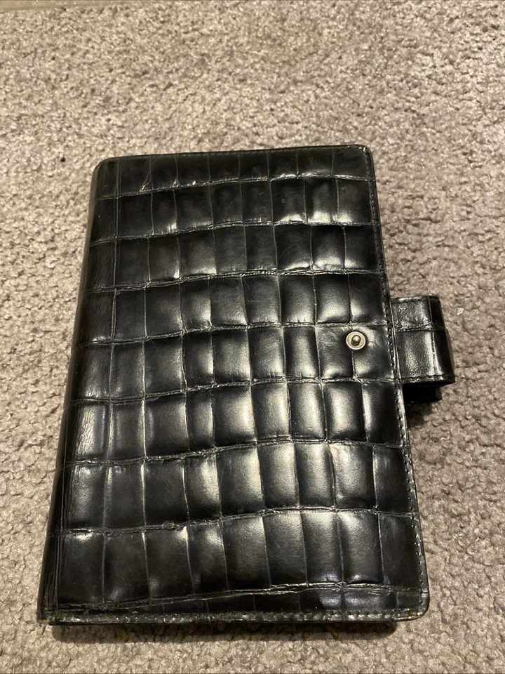 Timer Filofax Personal Balmoral Kalender Ringbuch Leder Schwarz - Bild 1 von 4