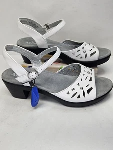 Alegria Reese Sandalen Damen Gr. 42 US 10,5 weiß Nubuk Absatz Schnalle Schuhe - Bild 1 von 8
