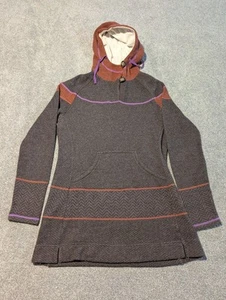 Prana Sweater Womens XL Gray Caitlyn Tunic Wool Blend Hoodie Pullover Hooded - Picture 1 of 9
