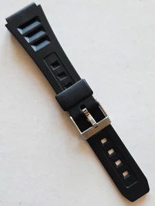 18mm - Black Rubber Watch Band / Water Resist - (Silver St. Steel Buckle) - Picture 1 of 3