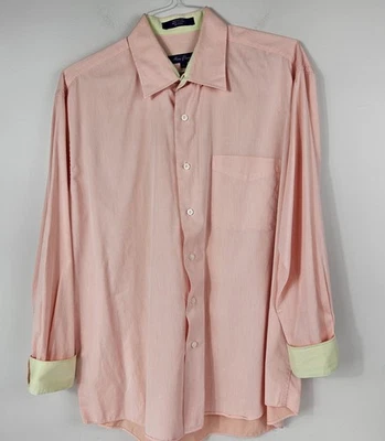 Camisa de vestir para hombre Alan River grande melocotón 100 % algodón LS oficina carrera informal Foto 1 de 4