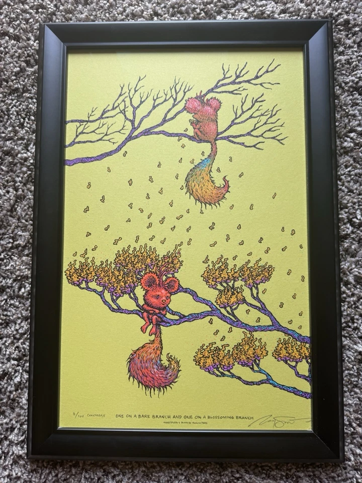 Marq Spusta One On A Bare Brance/100 Chartreuse (profesionales enmarcados) raro  Foto 1 de 4