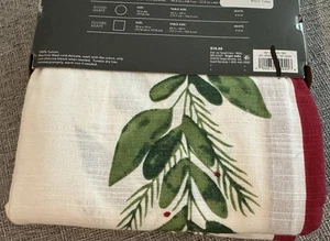 New Threshold Christmas Mistletoe Berries 100% Cotton Oblong Tablecloth 60x84 - Picture 1 of 3